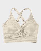 Damen-Rippen-Bikini-Set mit gedrehtem Oberteil und hochgeschnittenem Slip