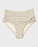 Damen-Rippen-Bikini-Set mit gedrehtem Oberteil und hochgeschnittenem Slip