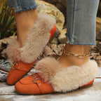Mules chaussons pour femme bordés de fausse fourrure