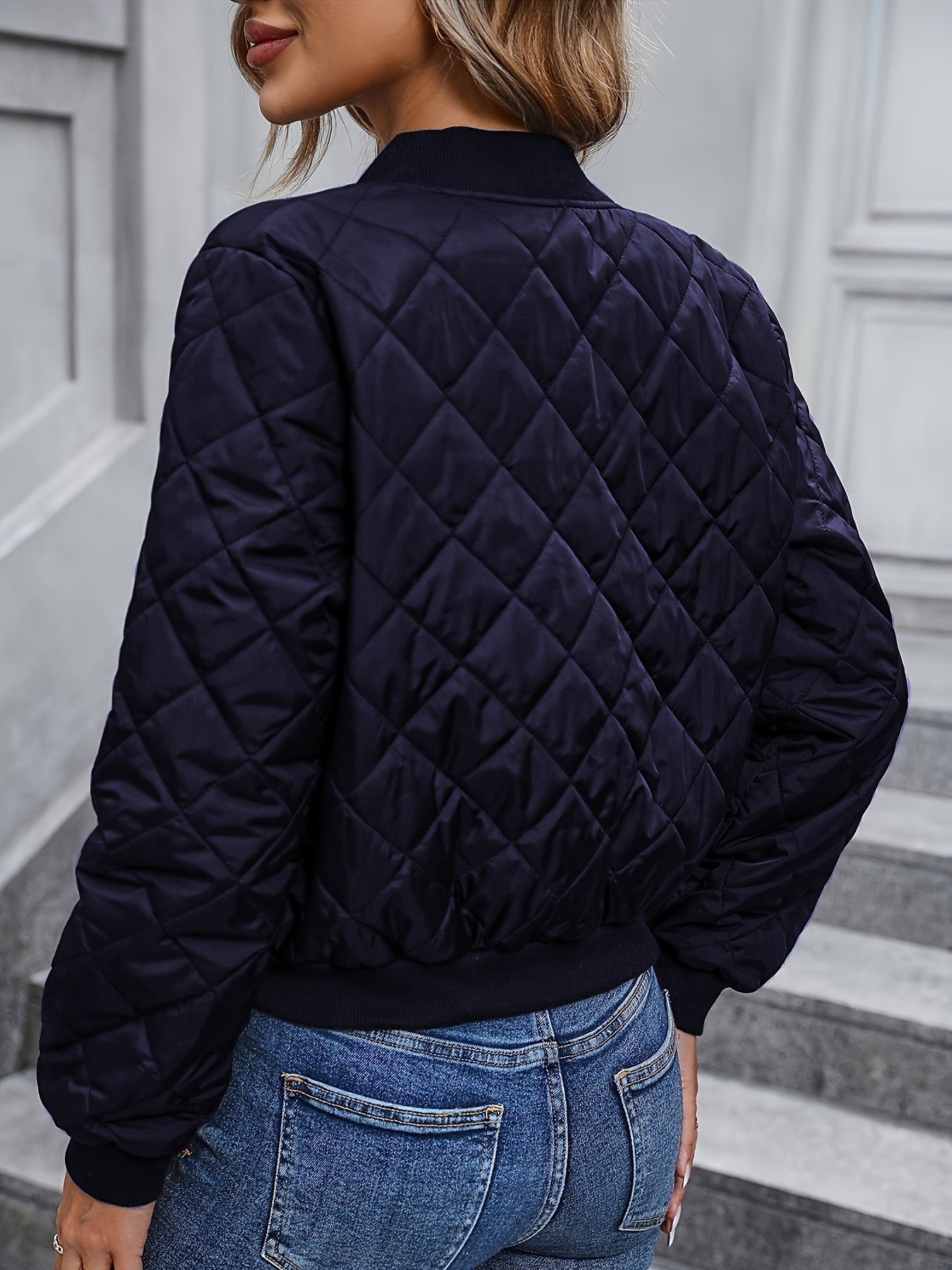 Chaqueta bomber acolchada de diamante para mujer