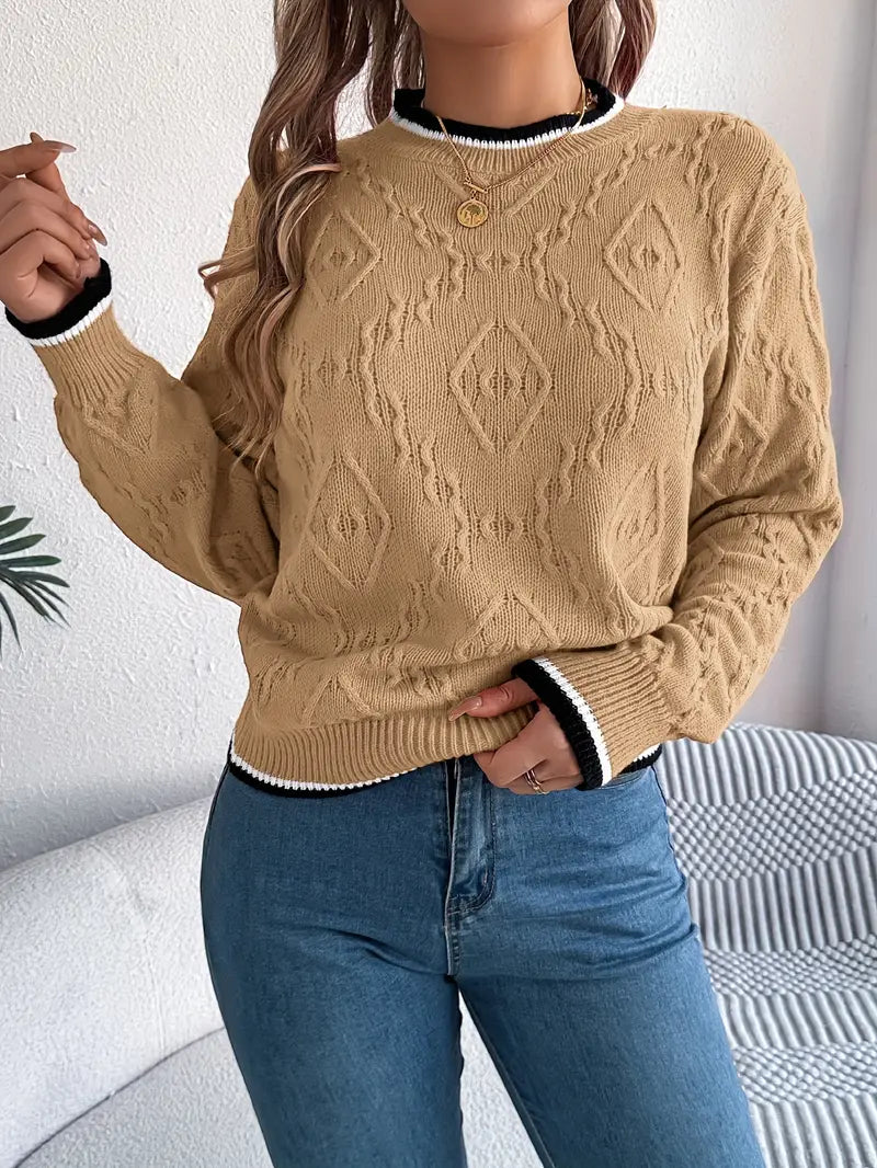 Women’s Textured Knit Crew Neck Sweater