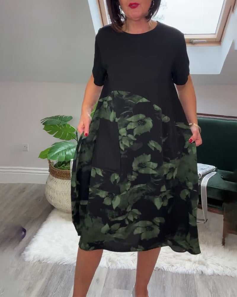 Women's Floral Panel Midi Dress