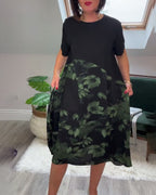 Women's Floral Panel Midi Dress