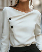 Women’s Asymmetric Button Long Sleeve Top