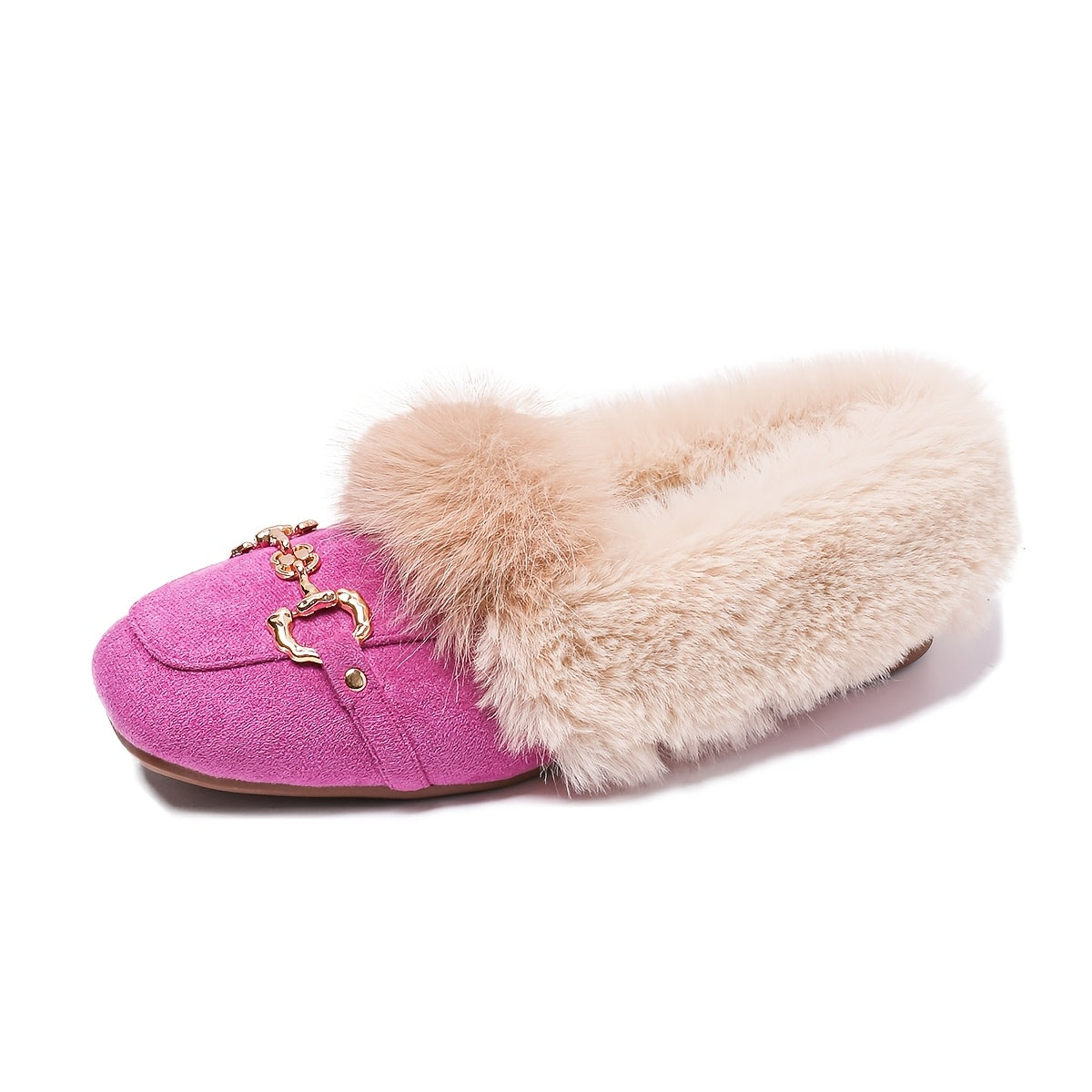Mules chaussons pour femme bordés de fausse fourrure