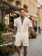 Men's Textured Open Knit Button-Up Resort Shirt