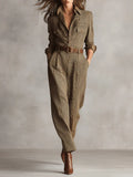 Women's Belted Long Sleeve Tailored Jumpsuit
