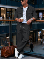 Strukturiertes Overshirt- und Hosen-Set für Herren