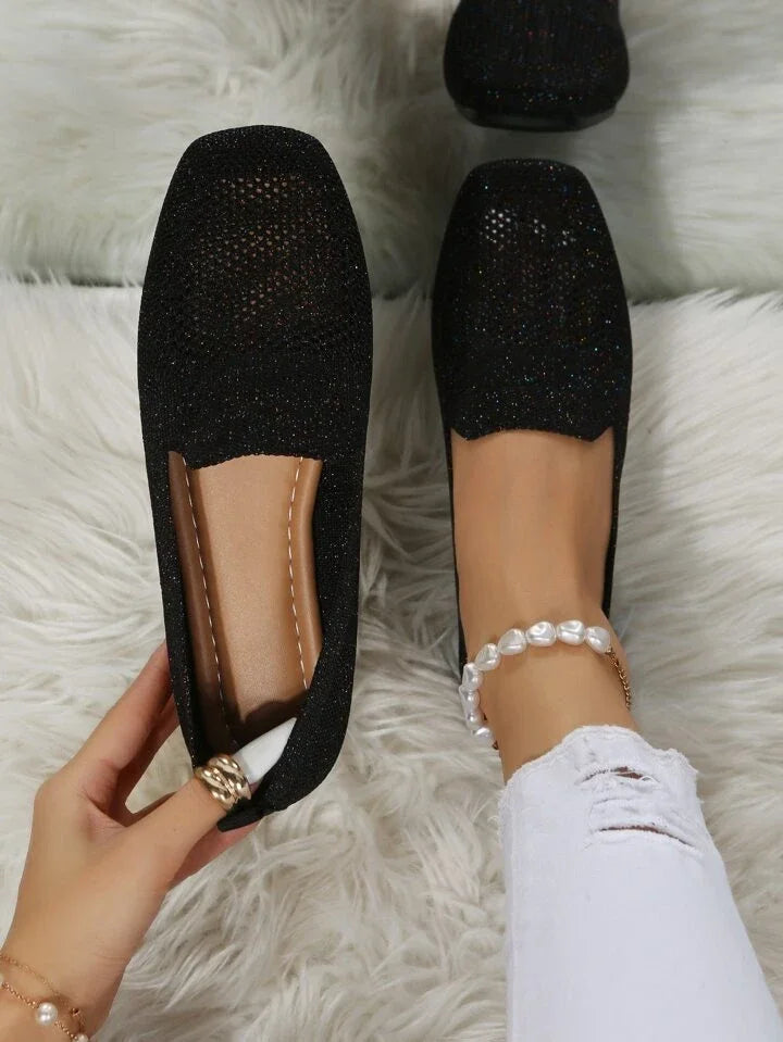 Mocassins plats en tricot respirant pour femmes
