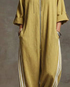 Damen-Jumpsuit mit Reißverschluss vorne und lockerem Jogger-Stil