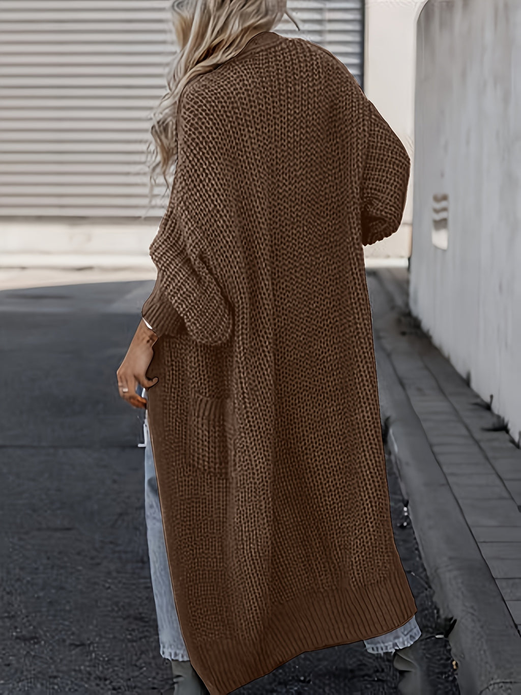 Women’s Longline Open-Front Knit Cardigan