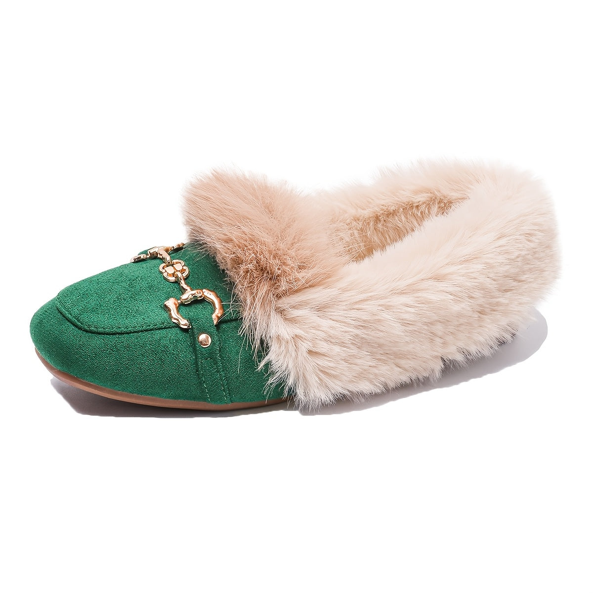 Mules chaussons pour femme bordés de fausse fourrure
