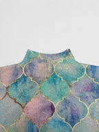 Damenpullover mit geometrischem Muster und Stehkragen