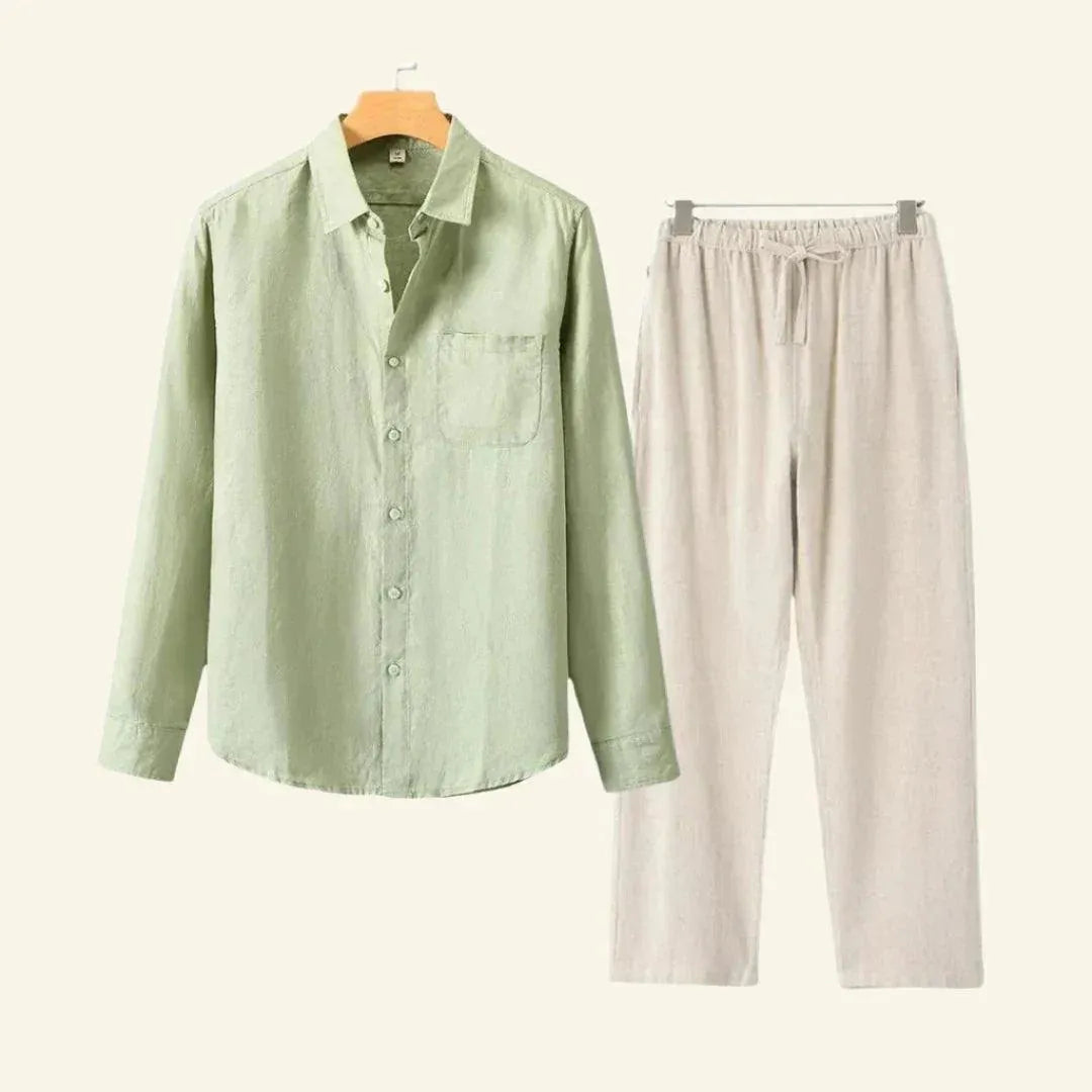 Men's Linen Co-ord Set with Relaxed Fit Breathable Lightweight Summer Style