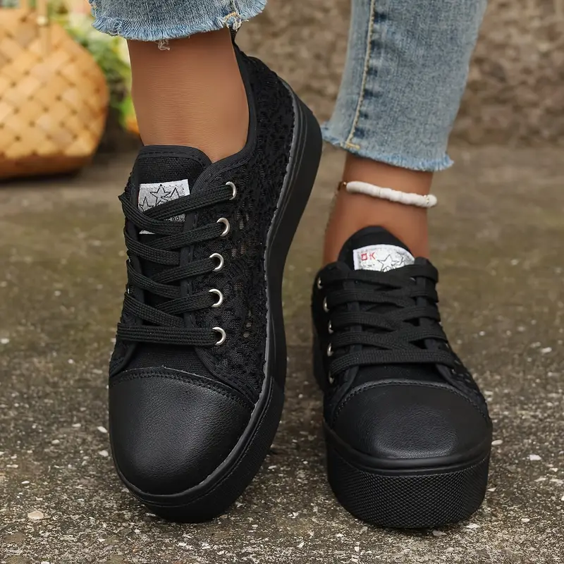 Zapatillas de plataforma para mujer con paneles de encaje floral