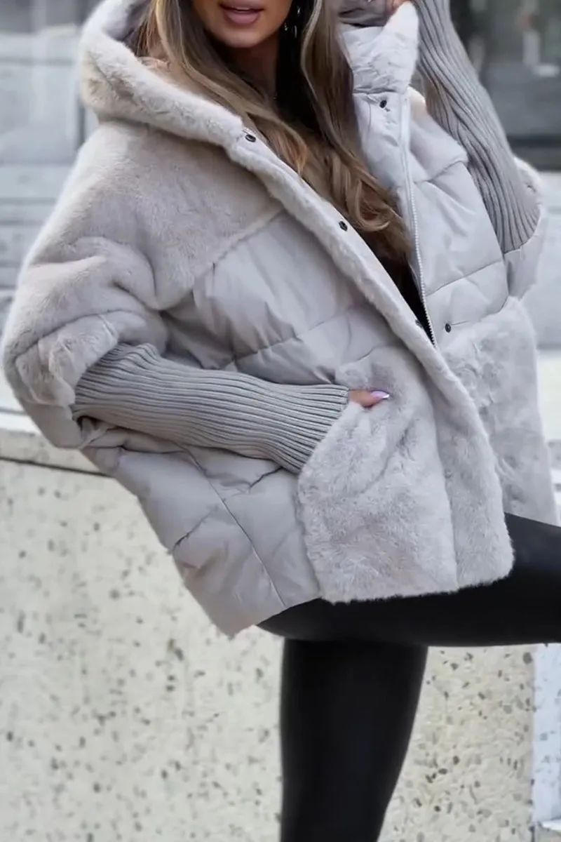 Damen-Steppjacke aus Kunstpelz