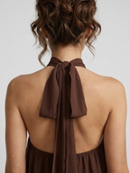Women's Elegant Halter Neck Layered Chiffon Mini Dress