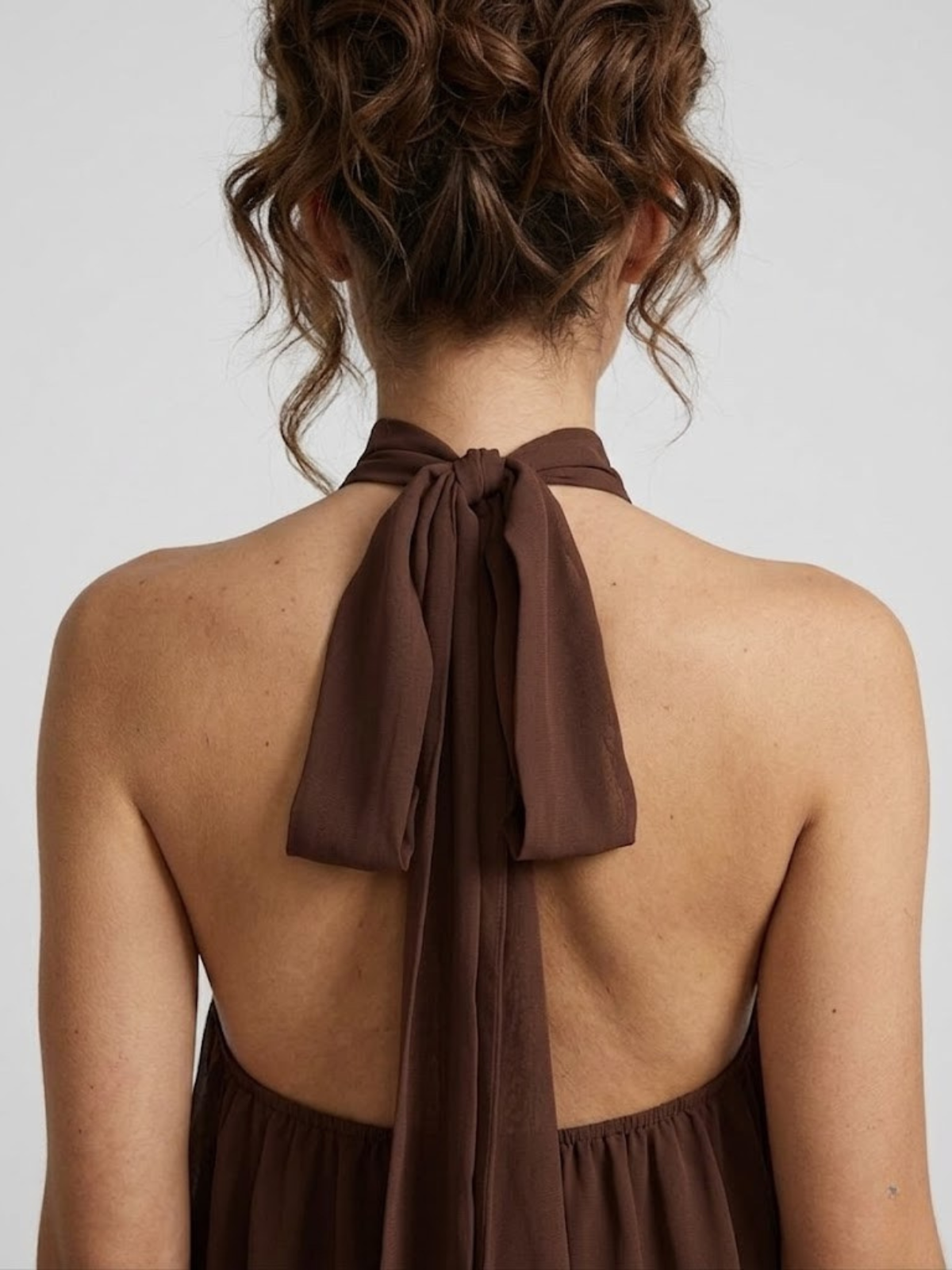 Women's Elegant Halter Neck Layered Chiffon Mini Dress
