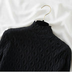 Women's Mock Neck Cable Knit Sweater with Long Sleeves