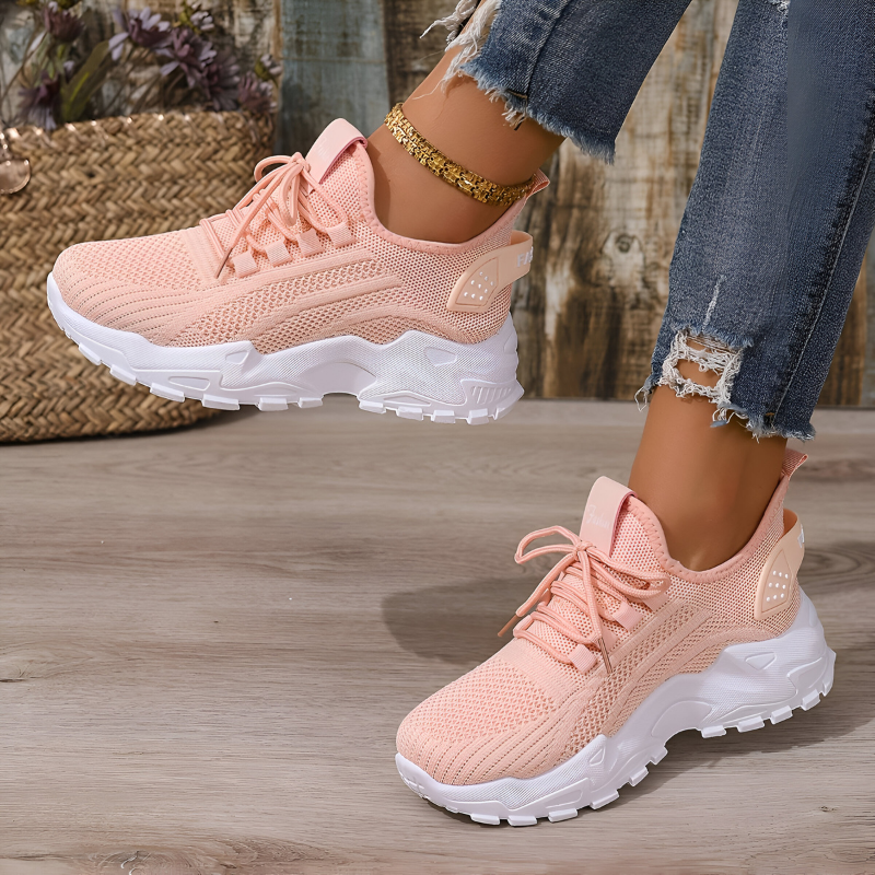 Damskie oddychające, lekkie, sznurowane sneakersy do chodzenia