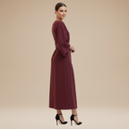 Elegantes Damen-Midikleid mit Bootsausschnitt, weiten Ärmeln, tailliertem Bund und ausgestelltem A-Linien-Rock