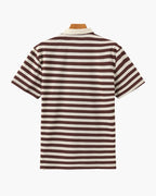 Men's Classic Breton Striped Polo Shirt with Contrast Collar and Textured Knit Finish