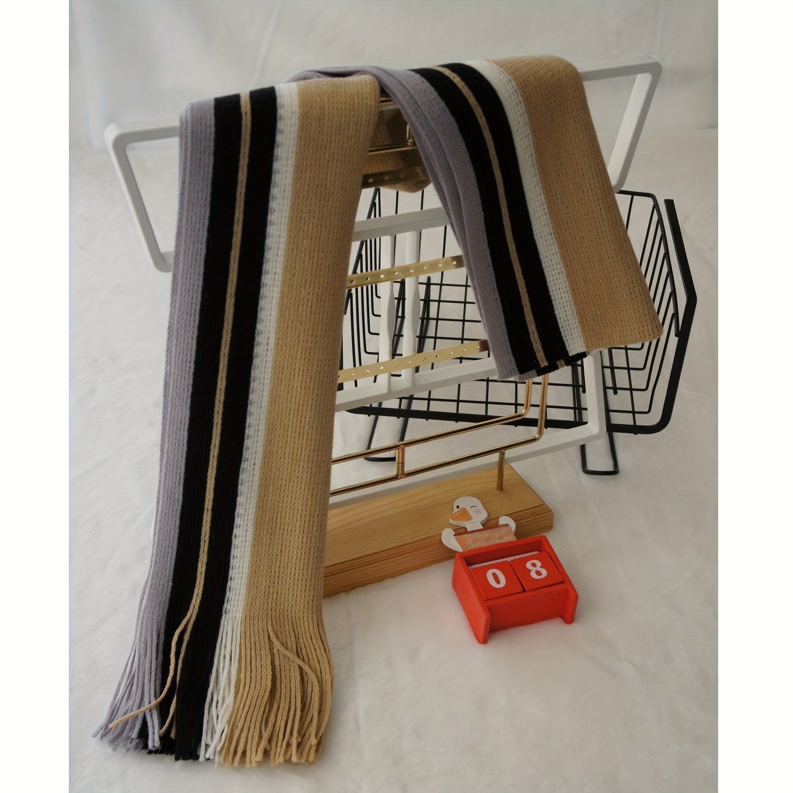 Men’s Striped Fringed Winter Scarf