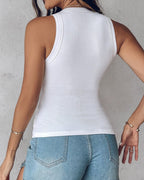 Ribbet tanktop til kvinder med indbygget bh