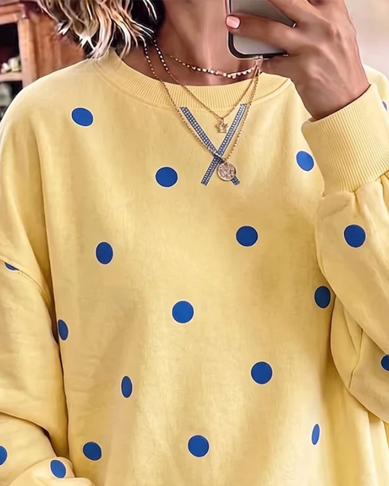 Oversized sweatshirt til kvinder med prikker