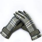Gants à carreaux pour femme avec poignets à boutons