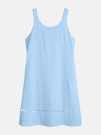 Women's Sleeveless V-Neck Lace Trim Casual Midi Dress