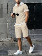 Men's Textured Hooded T-Shirt & Shorts Set