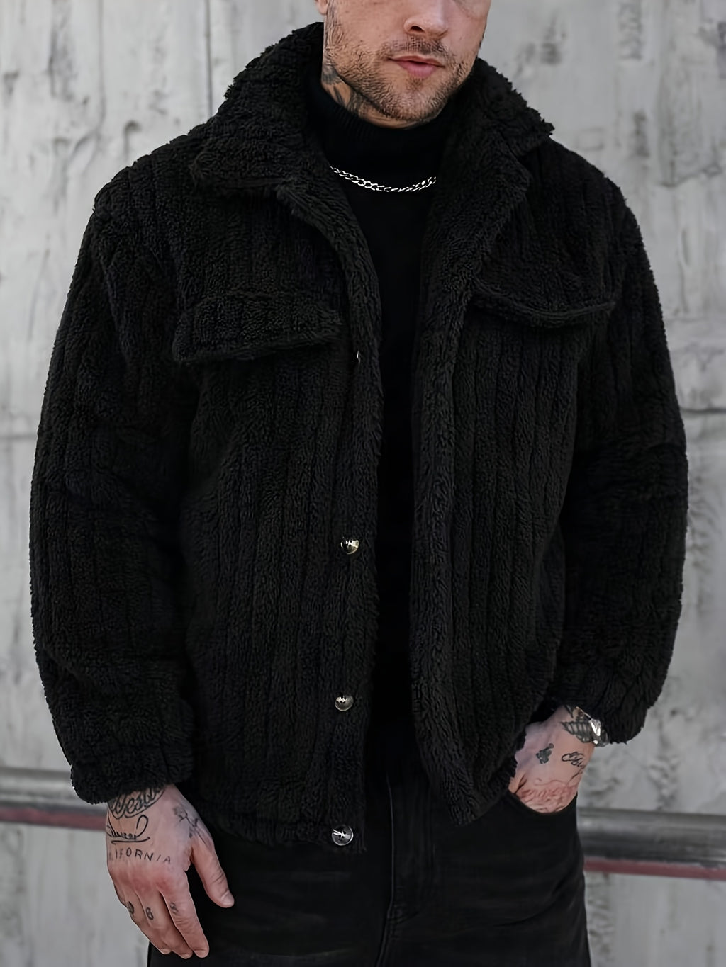 Texturierte Plüsch-Hemdjacke für Herren