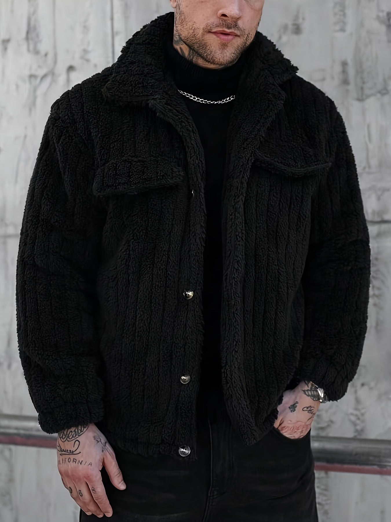 Texturierte Plüsch-Hemdjacke für Herren