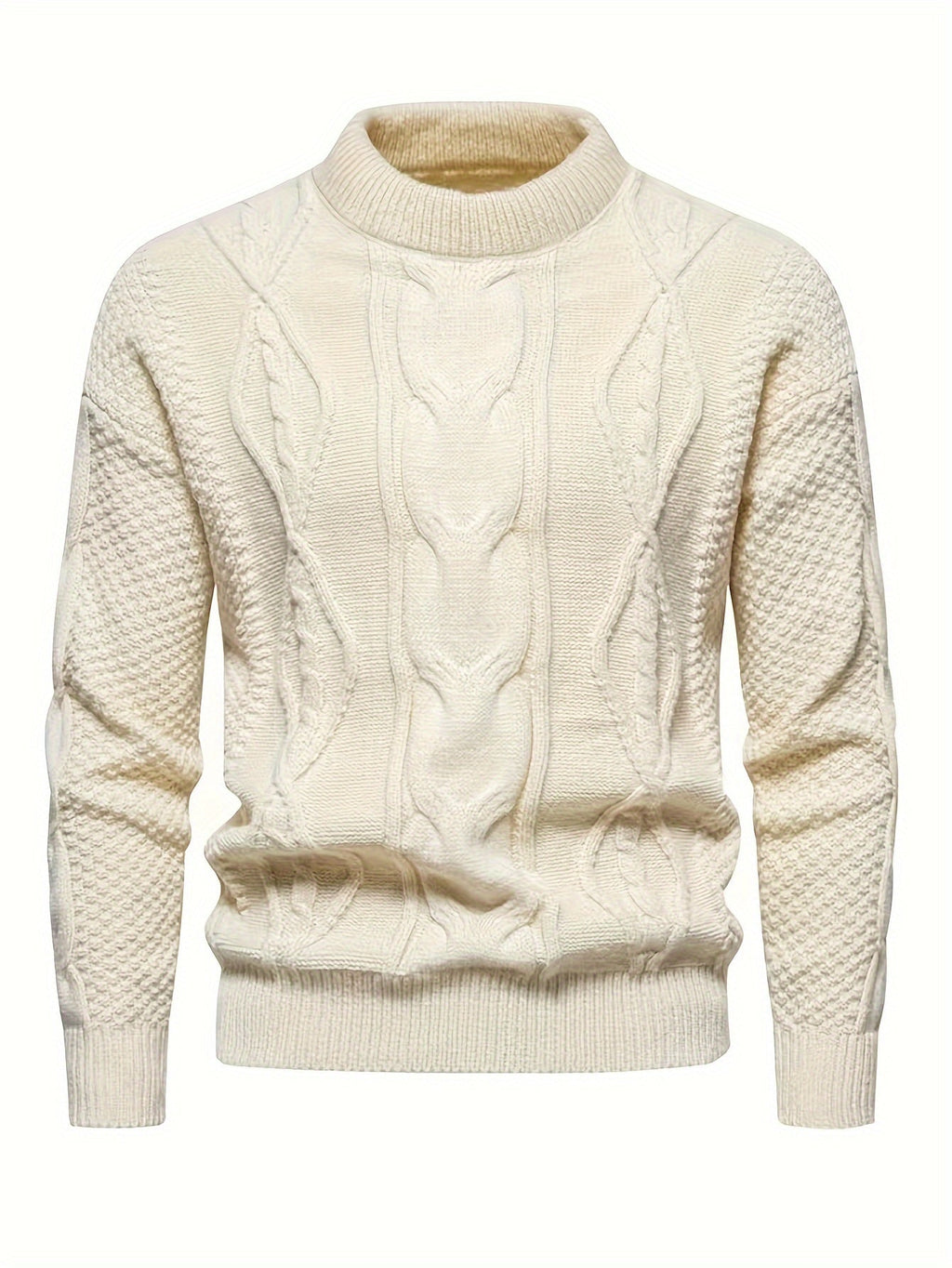 Kabelstrikket rundhalset sweater til mænd