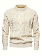 Kabelstrikket rundhalset sweater til mænd