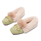 Mules chaussons pour femme bordés de fausse fourrure