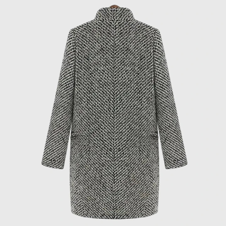 Women's Double-Breasted Houndstooth Longline Coat
