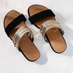 Women's Metallic Strap Flat Sandals