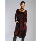 Boho-Midikleid für Damen mit Mandala-Print und langen Ärmeln für eleganten Stil