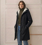 Abrigo parka de invierno con capucha y forro de forro polar para mujer