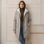Abrigo parka de invierno con capucha y forro de forro polar para mujer