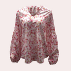 Women's Floral V-Neck Blouse with Long Sleeves for Everyday Elegance