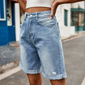 Women's High-Waisted Relaxed Fit Denim Bermuda Shorts