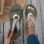 Women's Slingback Sandals with Metallic Ring Detail