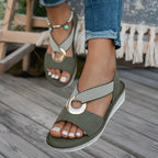 Women's Slingback Sandals with Metallic Ring Detail