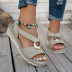 Women's Slingback Sandals with Metallic Ring Detail