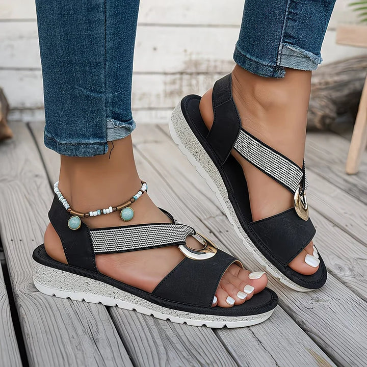 Women's Slingback Sandals with Metallic Ring Detail