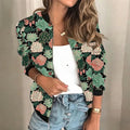 Damen florale Patchwork-Jacke mit Reißverschluss und auffälligem Statement-Design