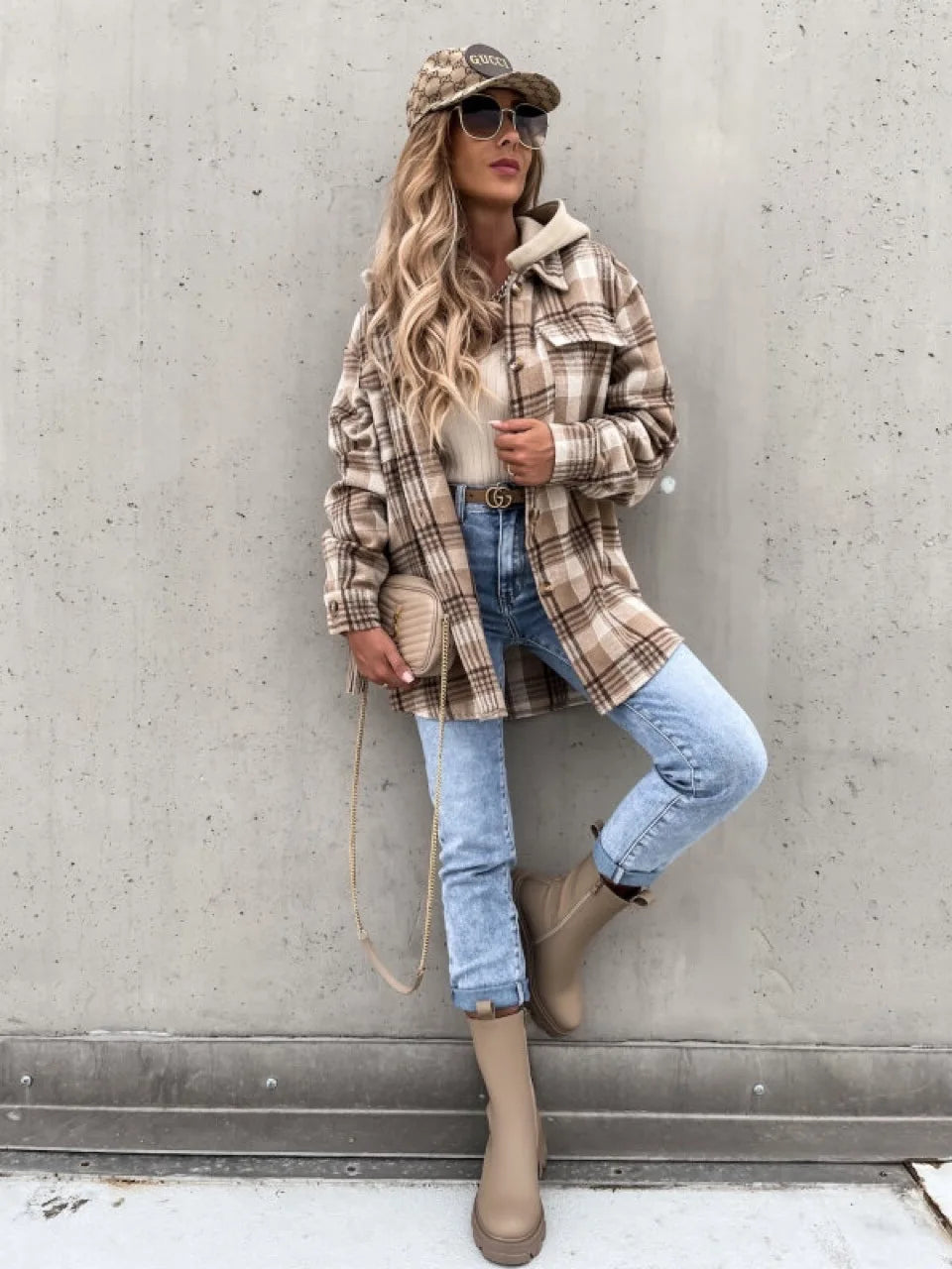 Women’s Plaid Hooded Shirt Jacket